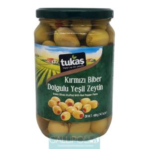 TUKAS GREEN OLIVES WITH PEPPER BIBERLI 400 GR